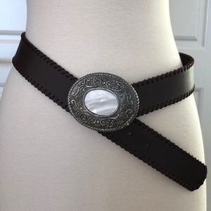WESTERN BELT MOTHER OF PEARL BUCKLE